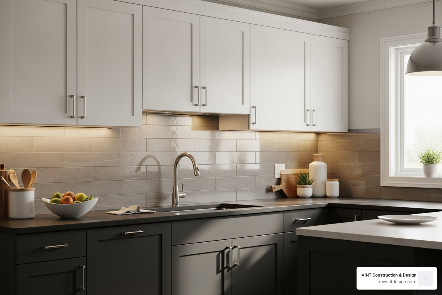 backsplash tying together white upper cabinets and dark lower cabinets - kitchen backsplash ideas backsplash tying together white upper cabinets and dark lower cabinets - kitchen backsplash ideas