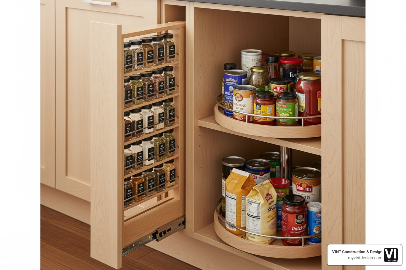clever cabinet storage solutions like a pull-out spice rack or corner Lazy Susan - kitchen cabinet installation contractor clever cabinet storage solutions like a pull-out spice rack or corner Lazy Susan - kitchen cabinet installation contractor