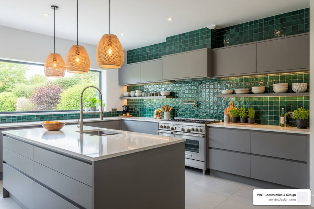 modern kitchen with stunning backsplash - kitchen backsplash ideas